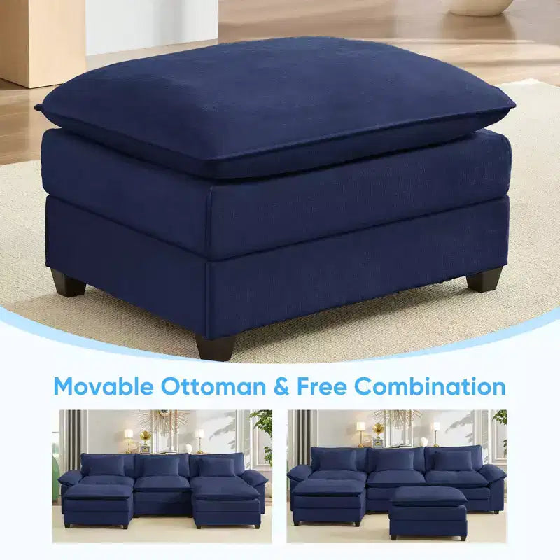 Mjkone Divano componibile a U da 118'', in ciniglia a 5 posti Cloud Sleeper con seduta profonda, ottomani e cuscini spessi