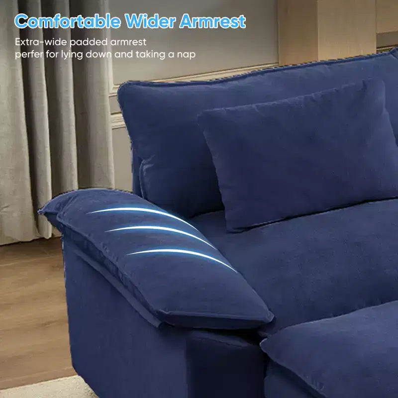 Mjkone Divano componibile a U da 118'', in ciniglia a 5 posti Cloud Sleeper con seduta profonda, ottomani e cuscini spessi