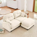 74 Beige Cloud Sectional L-Shaped Couch With Ottoman Soft Chenille Fabric High-Density Foam for Living Rooms