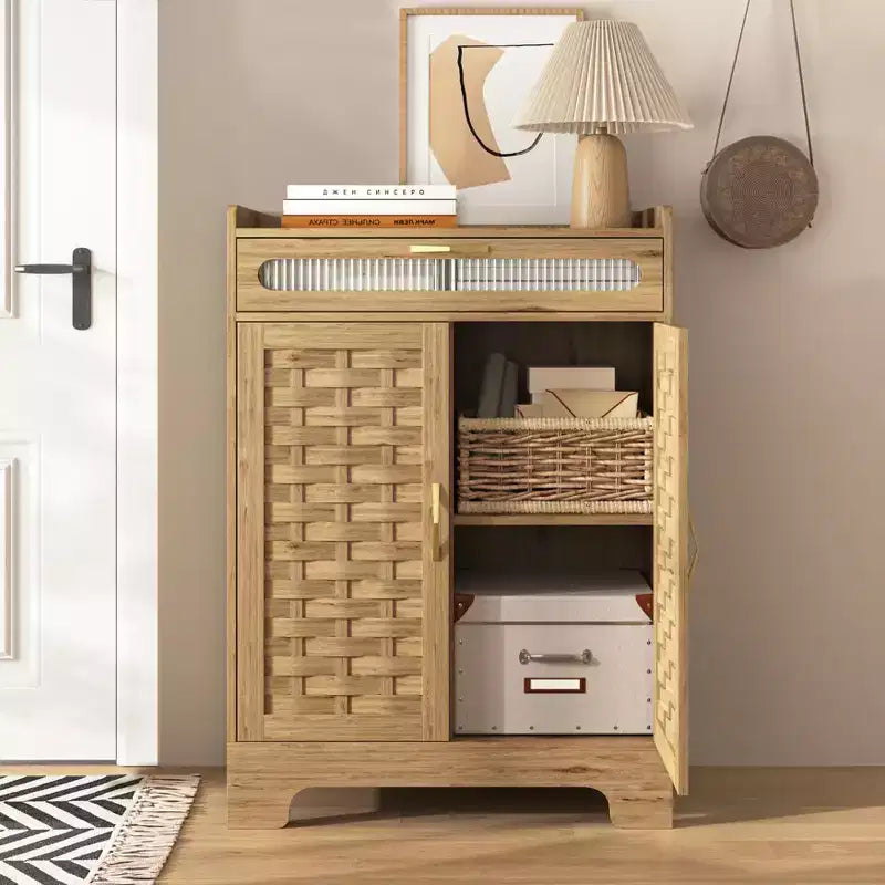 Mobiletto da caffè Okak, mobile contenitore con cassetto e ripiano regolabile, credenza per cucina, sala da pranzo, bagno, ingresso