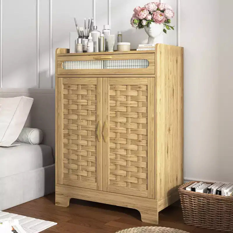 Mobiletto da caffè Okak, mobile contenitore con cassetto e ripiano regolabile, credenza per cucina, sala da pranzo, bagno, ingresso
