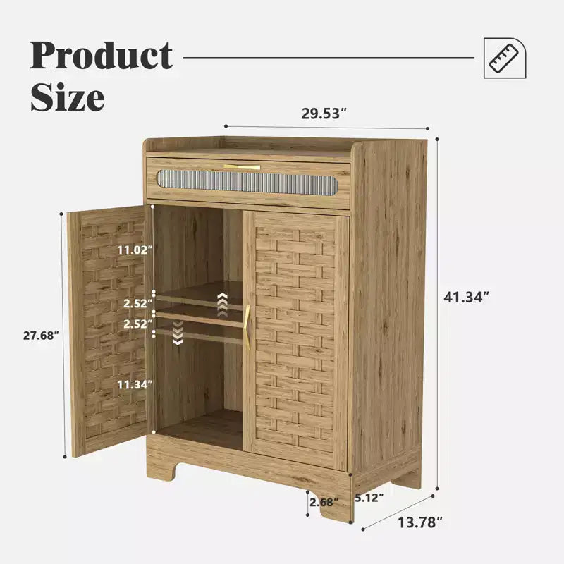 Mobiletto da caffè Okak, mobile contenitore con cassetto e ripiano regolabile, credenza per cucina, sala da pranzo, bagno, ingresso