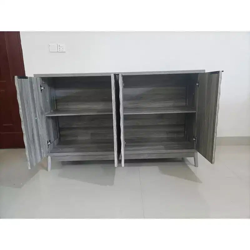 Mobile credenza moderno Okak, mobile buffet con 4 ante dal design geometrico elegante, armadietto contenitore per soggiorno, ufficio, cucina