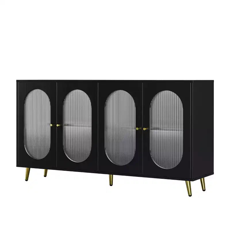 Okak Armadietto d'Accento Moderno, Credenza con Quattro Ante in Vetro, Mobile Contenitore per Cucina, Sala da Pranzo, Ingresso