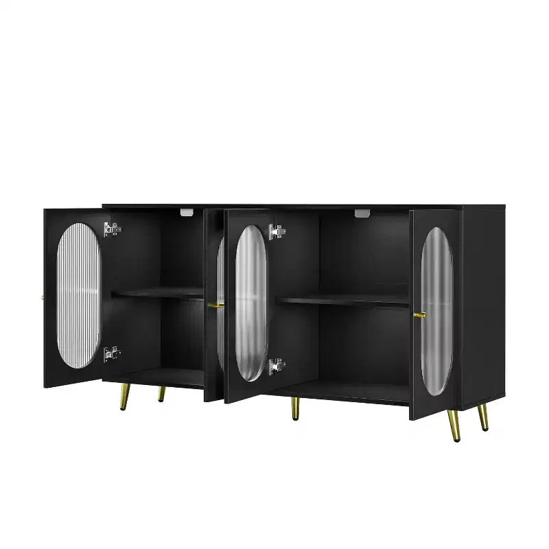 Okak Armadietto d'Accento Moderno, Credenza con Quattro Ante in Vetro, Mobile Contenitore per Cucina, Sala da Pranzo, Ingresso