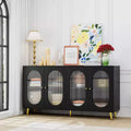 Okak Armadietto d'Accento Moderno, Credenza con Quattro Ante in Vetro, Mobile Contenitore per Cucina, Sala da Pranzo, Ingresso