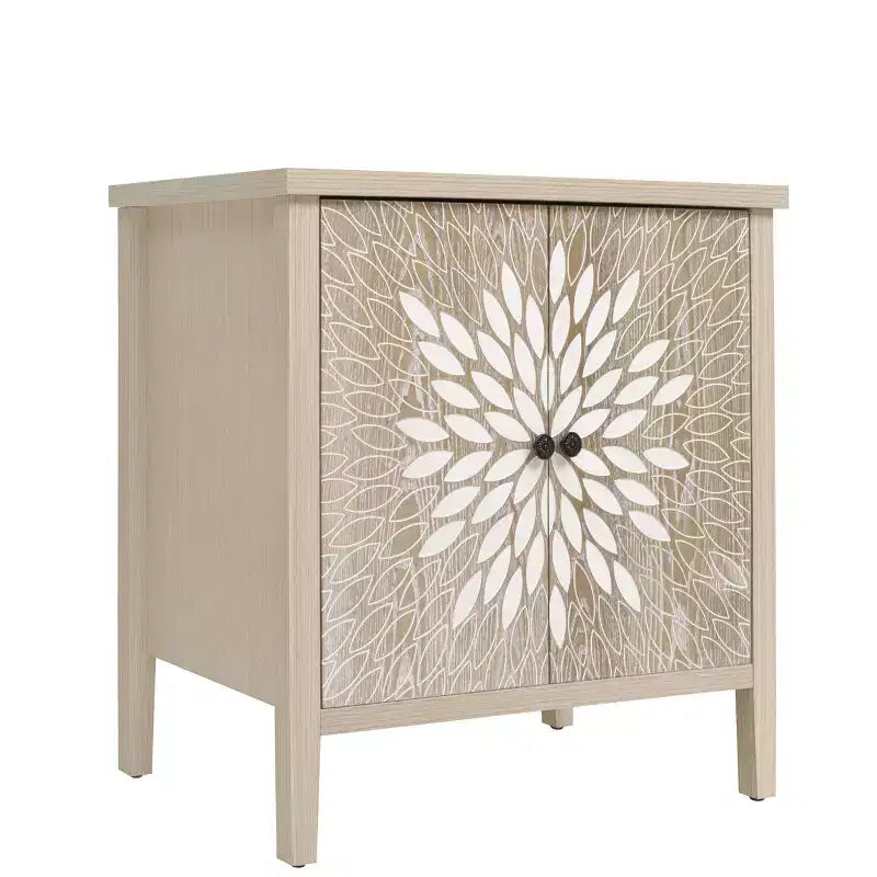 Mobile Buffet Moderno Okak, Mobile Contenitore con Quattro Ante Intagliate, Credenza per Cucina, Sala da Pranzo, Ingresso