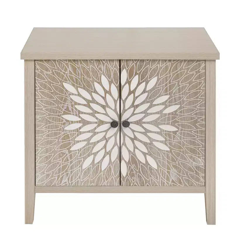Mobile Buffet Moderno Okak, Mobile Contenitore con Quattro Ante Intagliate, Credenza per Cucina, Sala da Pranzo, Ingresso