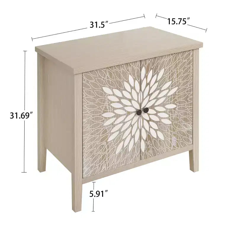 Mobile Buffet Moderno Okak, Mobile Contenitore con Quattro Ante Intagliate, Credenza per Cucina, Sala da Pranzo, Ingresso