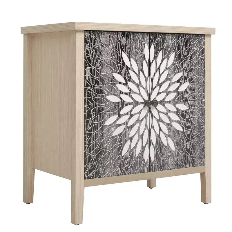 Mobile Buffet Moderno Okak, Mobile Contenitore con Quattro Ante Intagliate, Credenza per Cucina, Sala da Pranzo, Ingresso