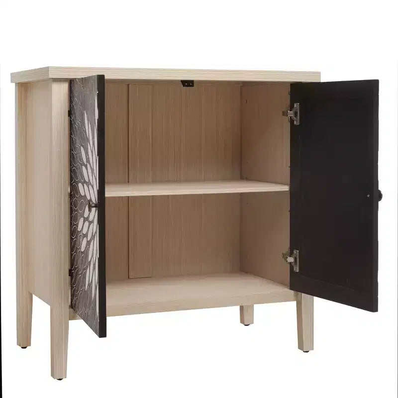 Mobile Buffet Moderno Okak, Mobile Contenitore con Quattro Ante Intagliate, Credenza per Cucina, Sala da Pranzo, Ingresso