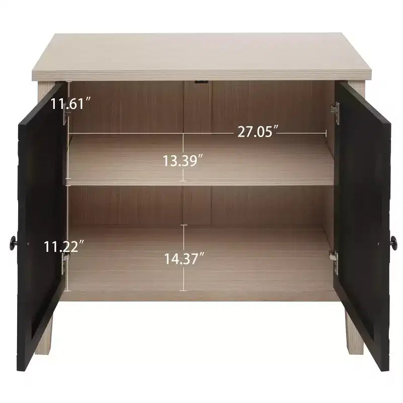Mobile Buffet Moderno Okak, Mobile Contenitore con Quattro Ante Intagliate, Credenza per Cucina, Sala da Pranzo, Ingresso