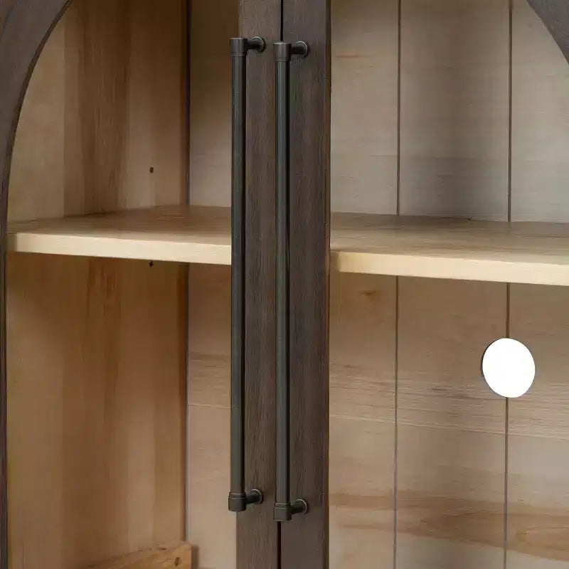 Bahut Okak avec 4 portes cintrées en verre et 4 étagères, meuble de rangement pour salon, salle à manger