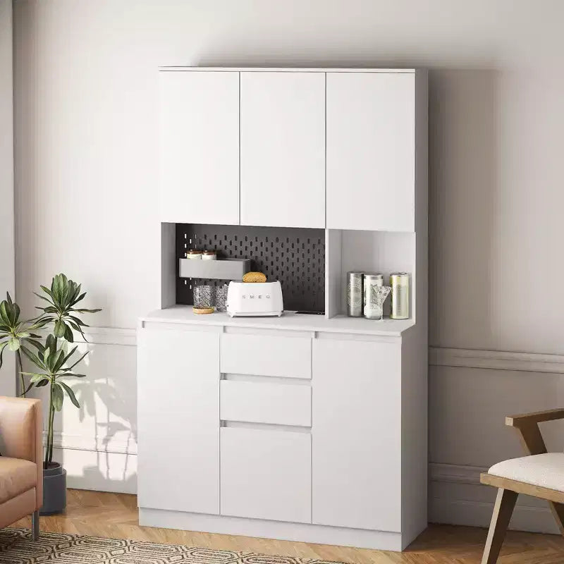 Meuble buffet de cuisine Okak Farmhouse, buffet avec 5 portes et 3 tiroirs, meuble de rangement pour salon, salle à manger, cuisine