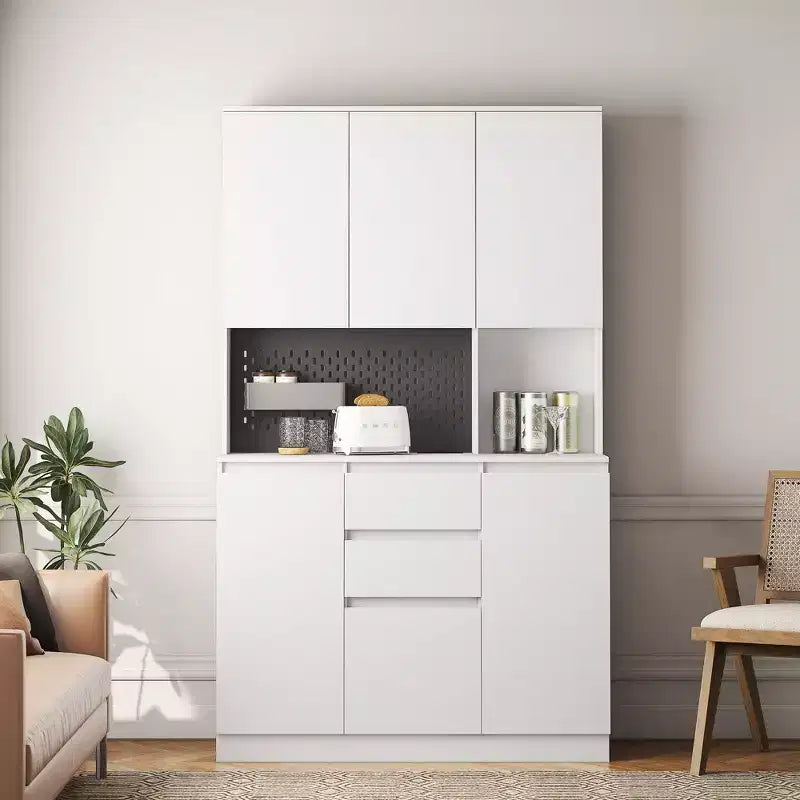 Okak Farmhouse Sideboard Cabinet, Bufft Cabinet with 5 Doors and 3 Drawers, Storage Cabinet for Living Room, Dining Room, Kitchen