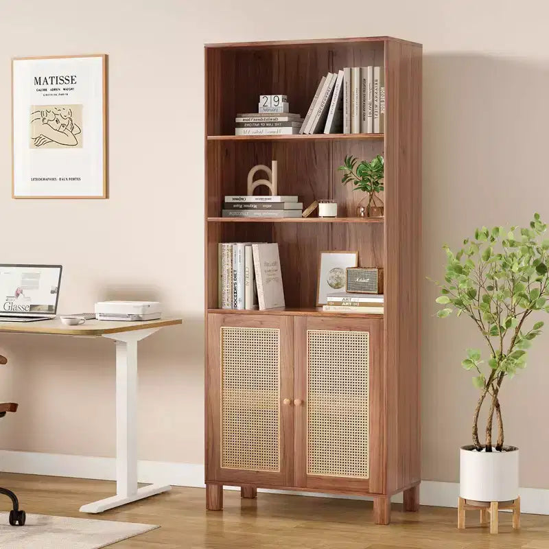 Okak Buffet bas minimaliste, Meuble d'appoint avec 2 portes et 5 étagères, Meuble de rangement pour Salon, Entrée, Couloir