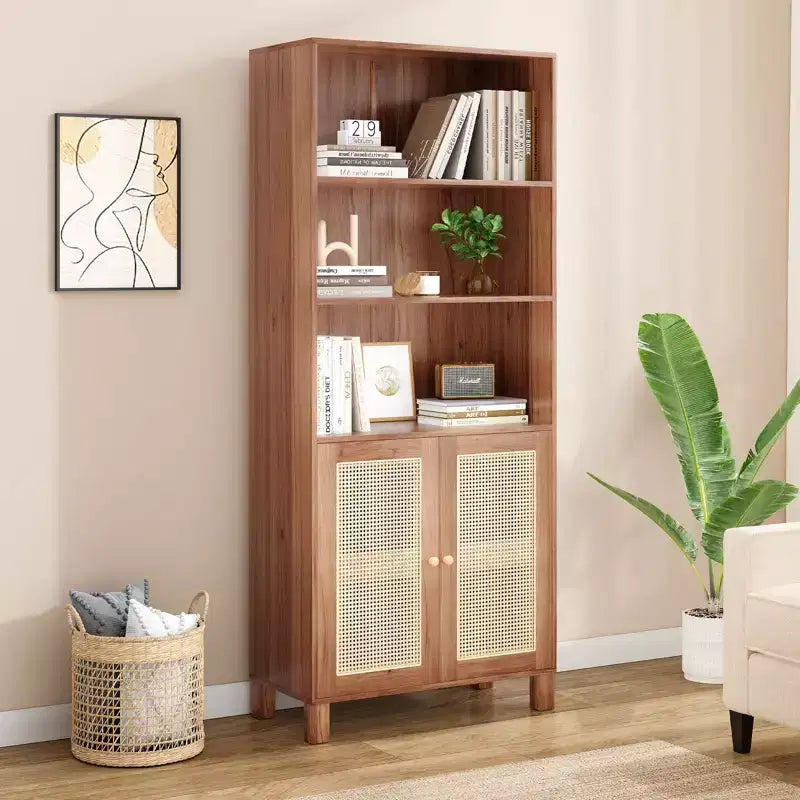 Okak Buffet bas minimaliste, Meuble d'appoint avec 2 portes et 5 étagères, Meuble de rangement pour Salon, Entrée, Couloir