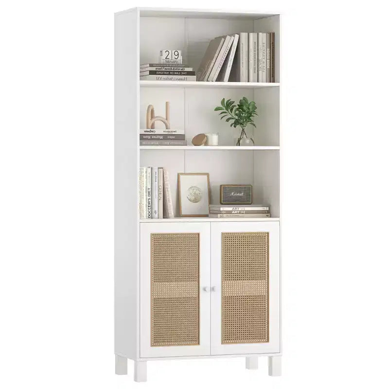 Okak Buffet bas minimaliste, Meuble d'appoint avec 2 portes et 5 étagères, Meuble de rangement pour Salon, Entrée, Couloir
