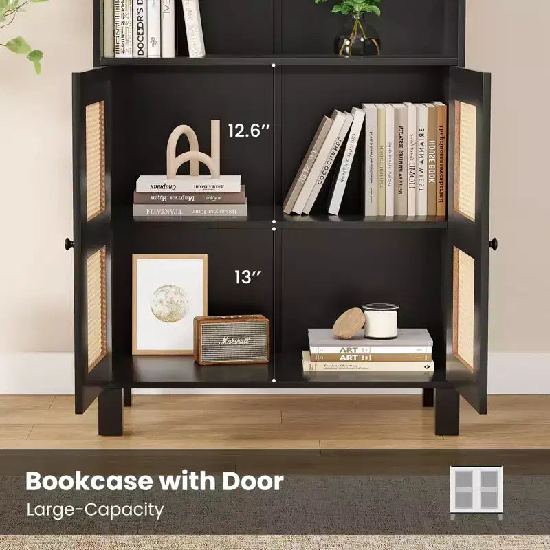 Okak Buffet bas minimaliste, Meuble d'appoint avec 2 portes et 5 étagères, Meuble de rangement pour Salon, Entrée, Couloir