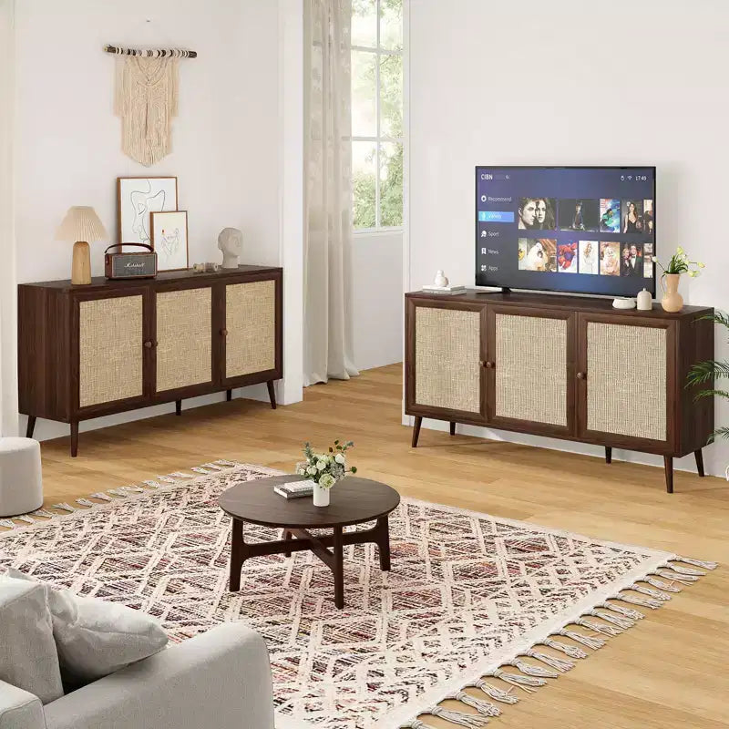 Bahut Okak, meuble d'appoint avec 3 portes et 3 étagères, meuble de rangement pour salon, entrée, couloir, bureau