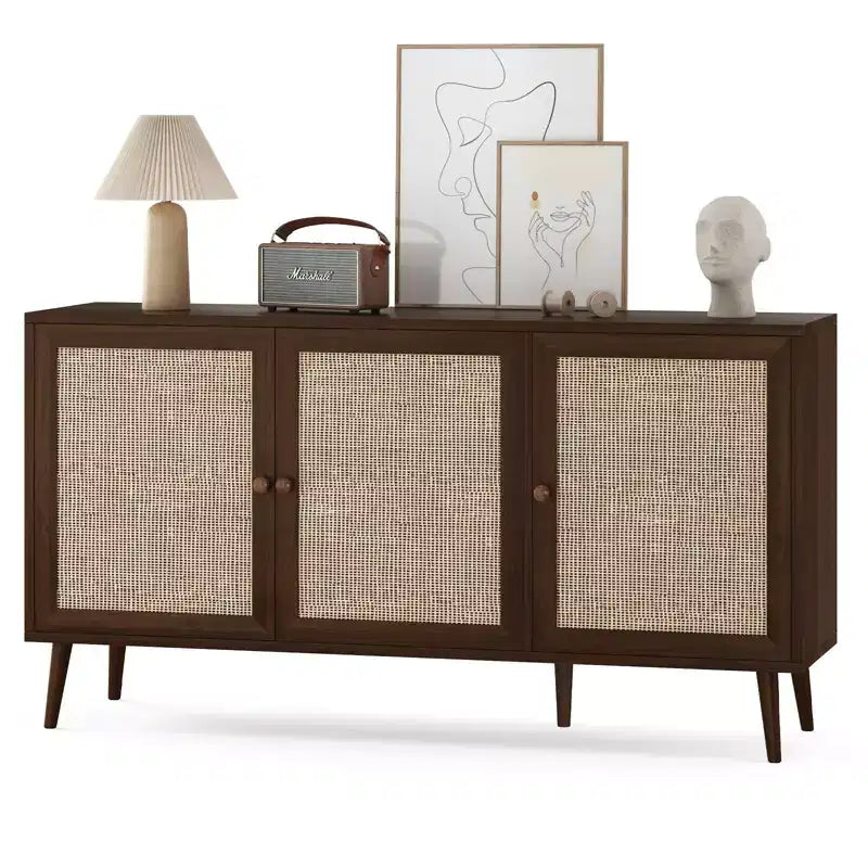 Bahut Okak, meuble d'appoint avec 3 portes et 3 étagères, meuble de rangement pour salon, entrée, couloir, bureau