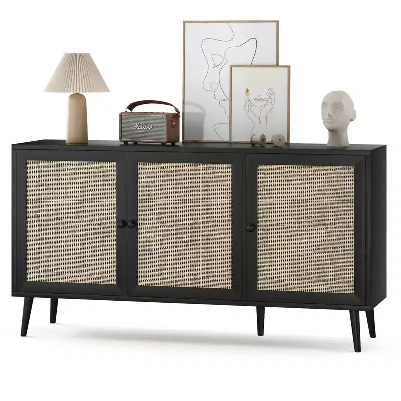 Bahut Okak, meuble d'appoint avec 3 portes et 3 étagères, meuble de rangement pour salon, entrée, couloir, bureau