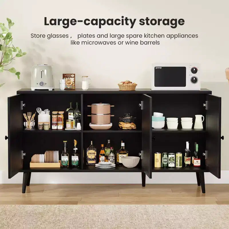 Bahut Okak, meuble d'appoint avec 3 portes et 3 étagères, meuble de rangement pour salon, entrée, couloir, bureau