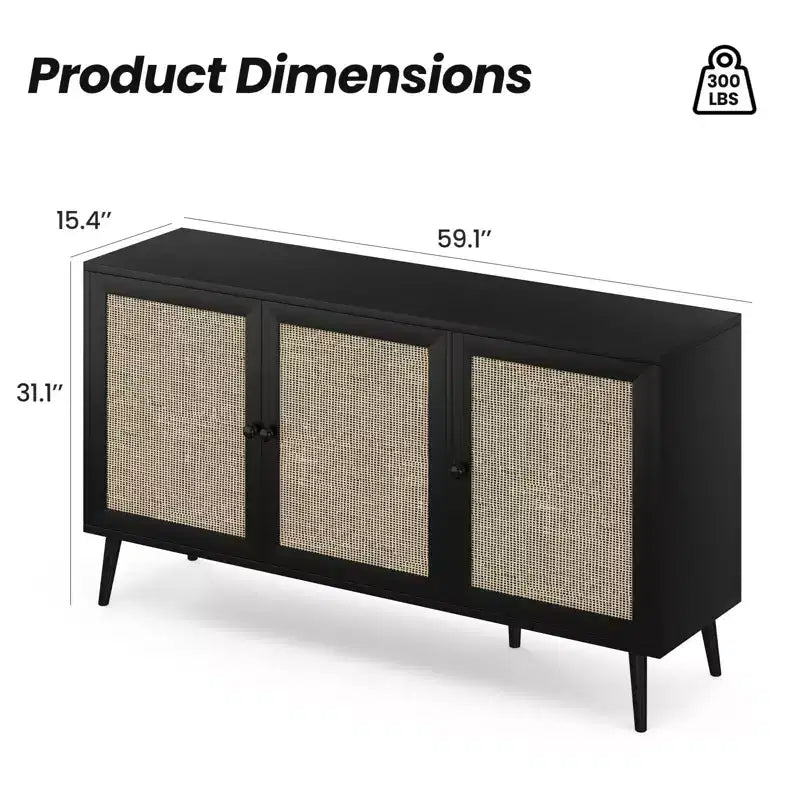 Bahut Okak, meuble d'appoint avec 3 portes et 3 étagères, meuble de rangement pour salon, entrée, couloir, bureau