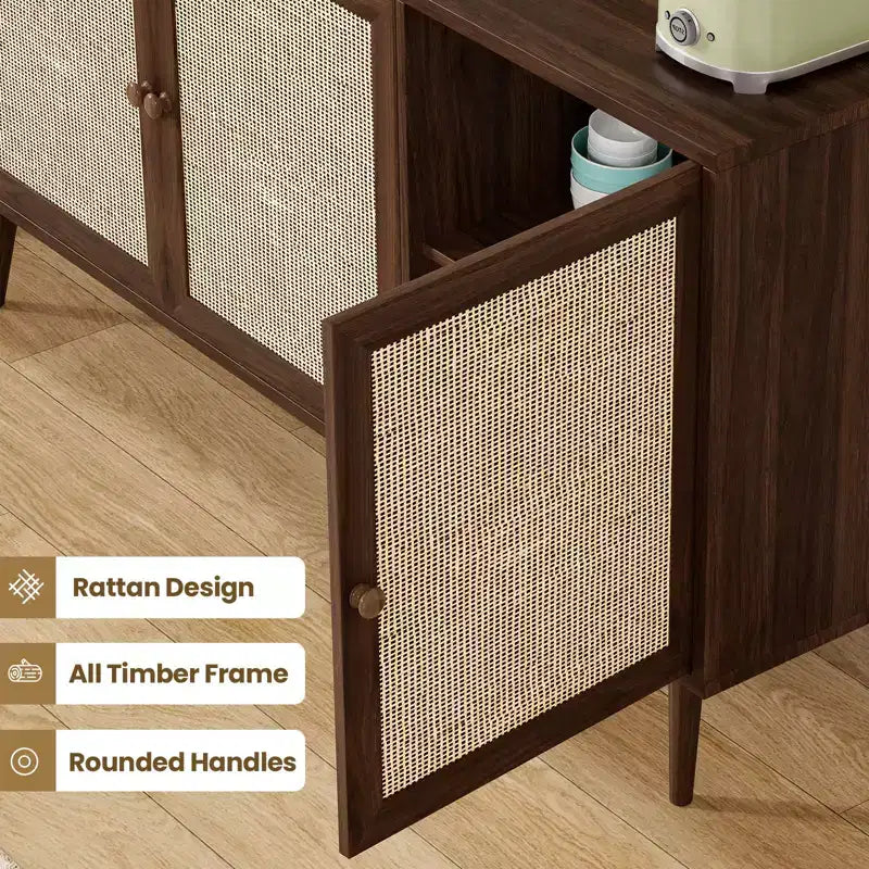 Bahut Okak, meuble d'appoint avec 3 portes et 3 étagères, meuble de rangement pour salon, entrée, couloir, bureau