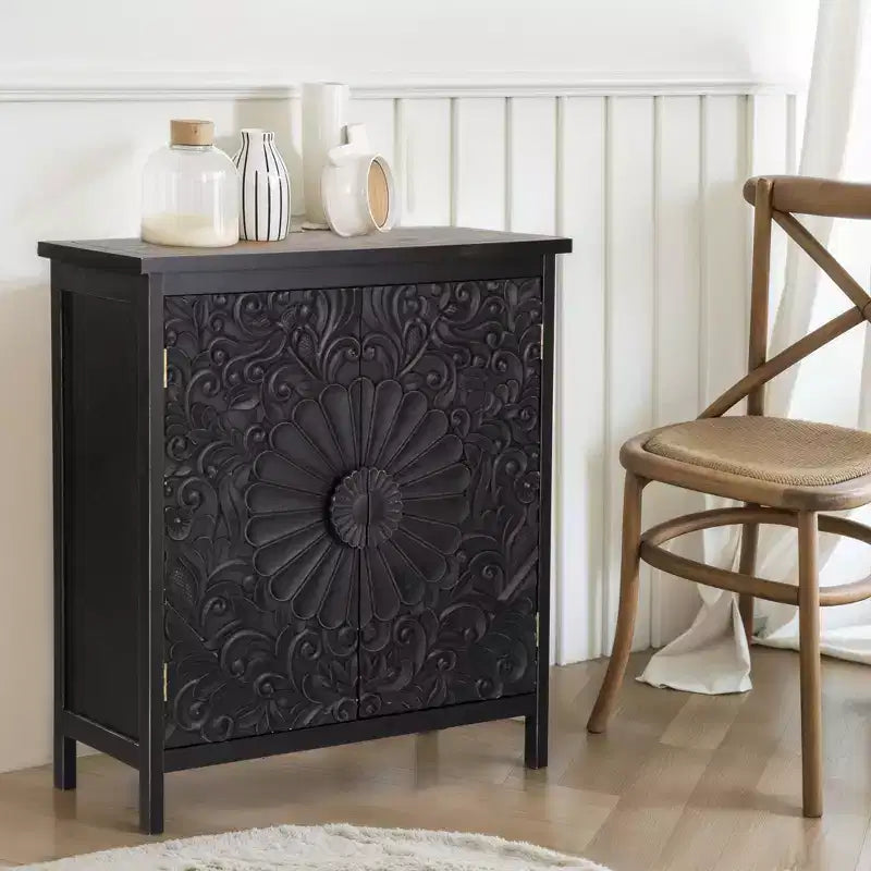 Captiva Designs Mobile Buffet con Ante, Stile Fattoria, con Intaglio Floreale, per Soggiorno