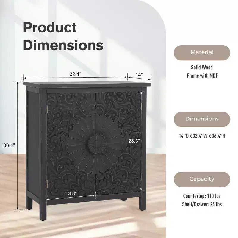 Captiva Designs Mobile Buffet con Ante, Stile Fattoria, con Intaglio Floreale, per Soggiorno