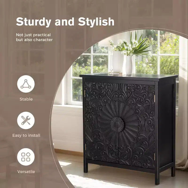 Captiva Designs Mobile Buffet con Ante, Stile Fattoria, con Intaglio Floreale, per Soggiorno
