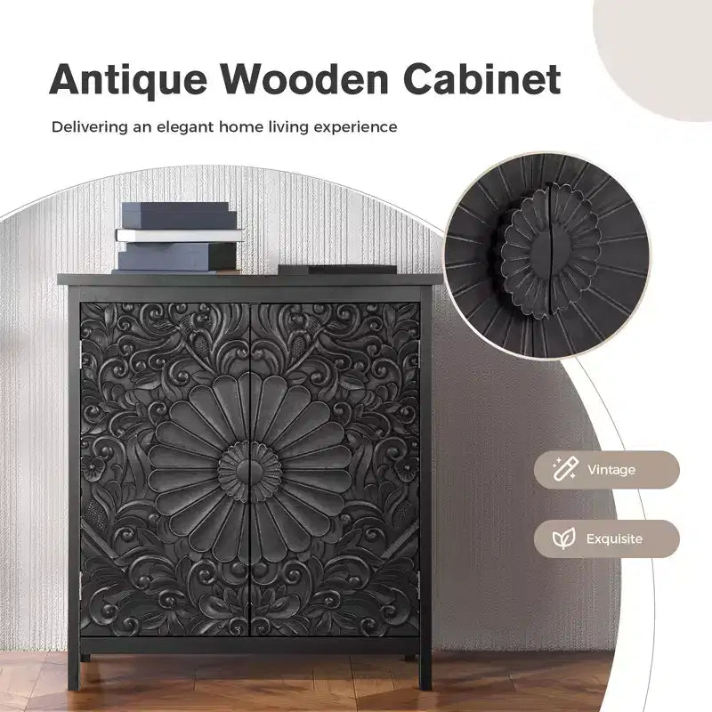 Captiva Designs Mobile Buffet con Ante, Stile Fattoria, con Intaglio Floreale, per Soggiorno