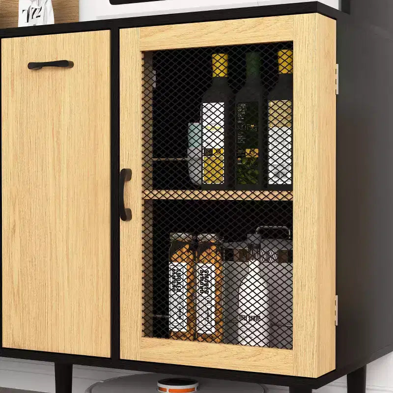 Buffet en bois Okak avec 4 portes et 2 tiroirs, meuble de rangement pour salon, salle à manger, cuisine