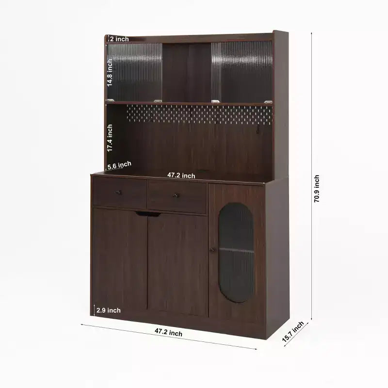 Buffet en bois Okak avec 4 portes et 2 tiroirs, meuble de rangement pour salon, salle à manger, cuisine