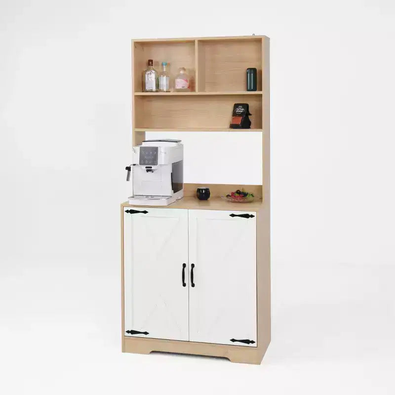 Buffet en bois Okak avec 4 portes et 2 tiroirs, meuble de rangement pour salon, salle à manger, cuisine