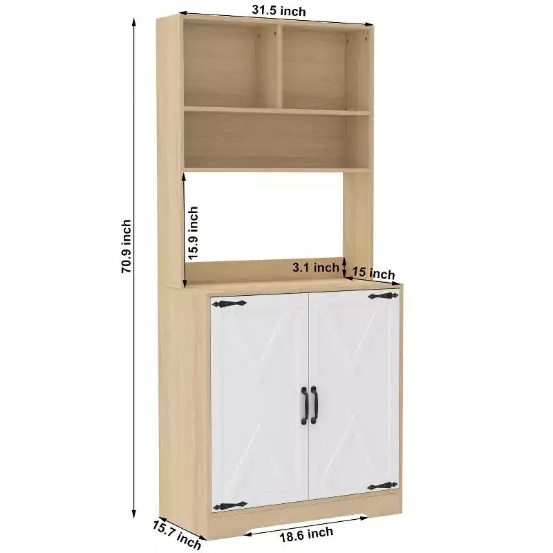 Buffet en bois Okak avec 4 portes et 2 tiroirs, meuble de rangement pour salon, salle à manger, cuisine