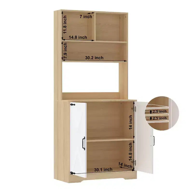 Buffet en bois Okak avec 4 portes et 2 tiroirs, meuble de rangement pour salon, salle à manger, cuisine