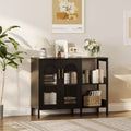 COZONY 40 inch Sideboard Buffet with Glass Doors, 2-Tier Open Shelf Storage Cabinet for Dining Room, Kitchen, Living Room