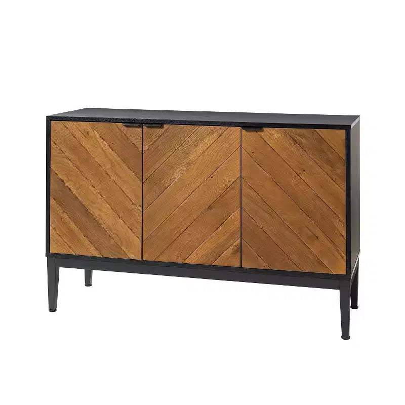 Eugen 47  WideModern Storage Sideboard with Adjustable Black Metal Legs | KARAT HOME-BLACK