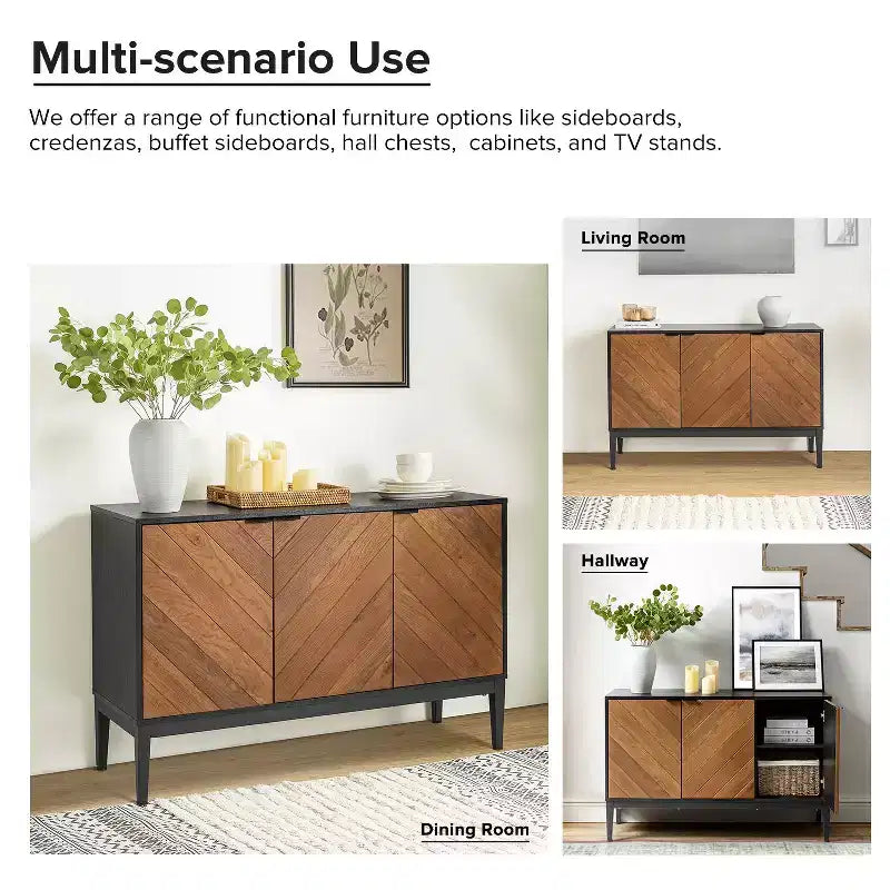 Eugen 47 Madia contenitore WideModern con gambe regolabili in metallo nero | KARAT HOME-BLACK