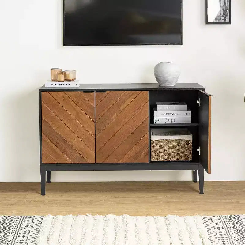 Eugen 47 Madia contenitore WideModern con gambe regolabili in metallo nero | KARAT HOME-BLACK