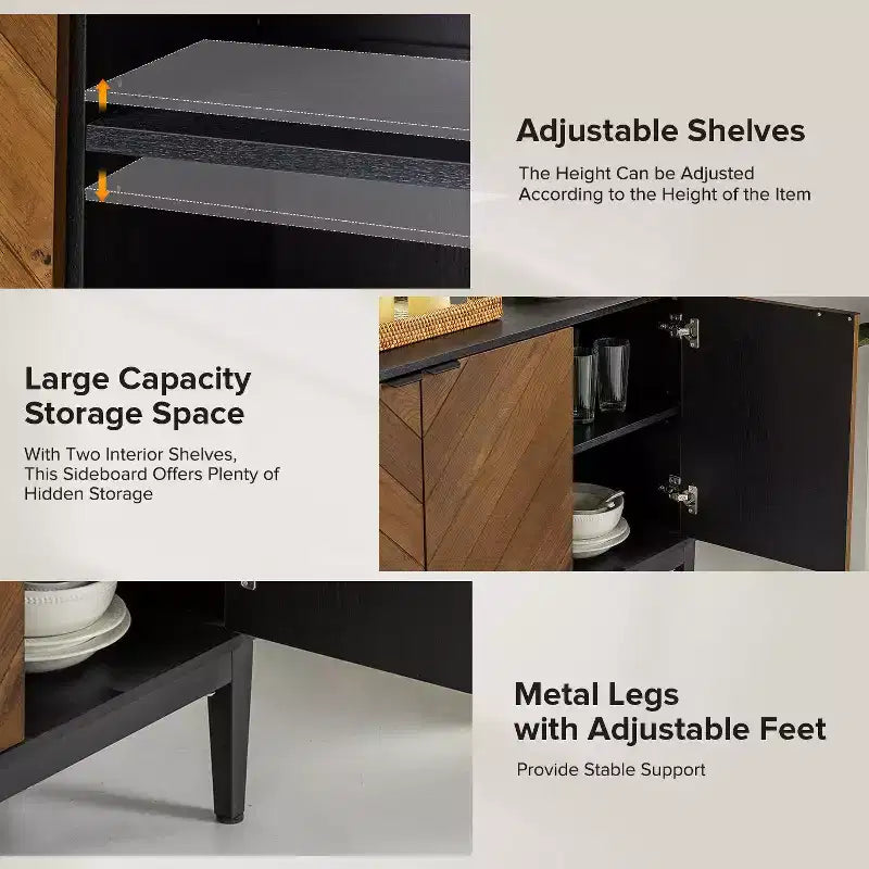 Eugen 47 Madia contenitore WideModern con gambe regolabili in metallo nero | KARAT HOME-BLACK
