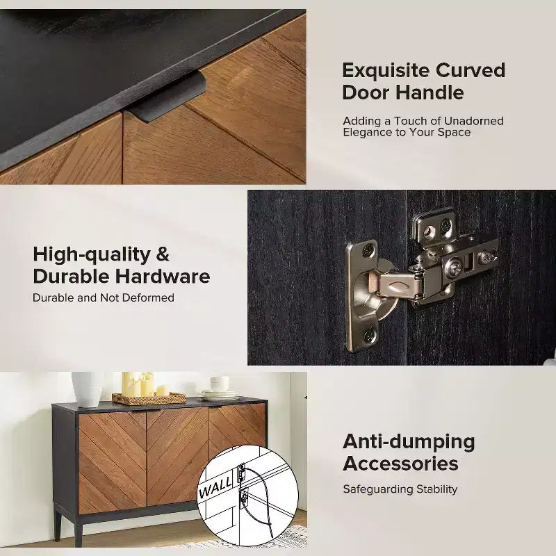 Eugen 47 Madia contenitore WideModern con gambe regolabili in metallo nero | KARAT HOME-BLACK