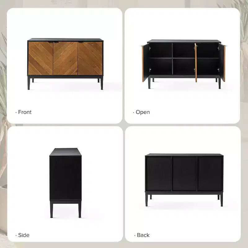 Eugen 47 Madia contenitore WideModern con gambe regolabili in metallo nero | KARAT HOME-BLACK