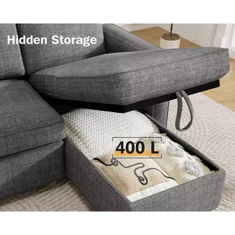 Dyonery 81 divano letto, divano estraibile 2 in 1 con più spazio di archiviazione, divano letto componibile a L con tasche laterali