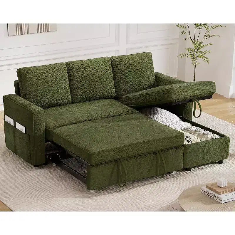 Canapé-lit Dyonery 81, canapé convertible 2 en 1 avec plus d'espace de rangement, canapé-lit sectionnel en forme de L avec poches latérales