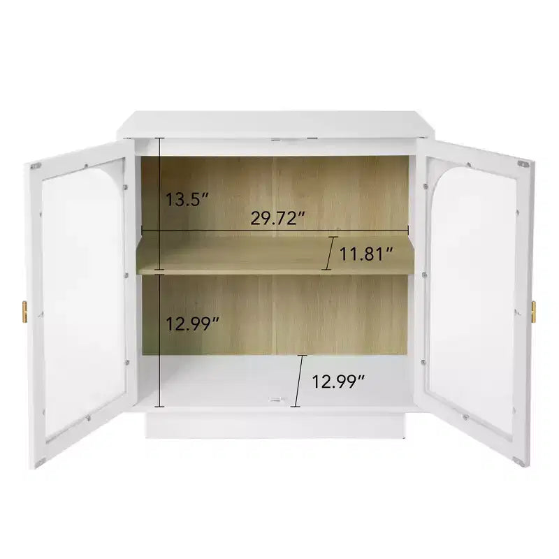 Mobile Contenitore Moderno Okak con 2 Ante in Acrilico, Credenza con Maniglie in Metallo e 2 Ripiani, Mobile Buffet per Cucina, Sala da Pranzo