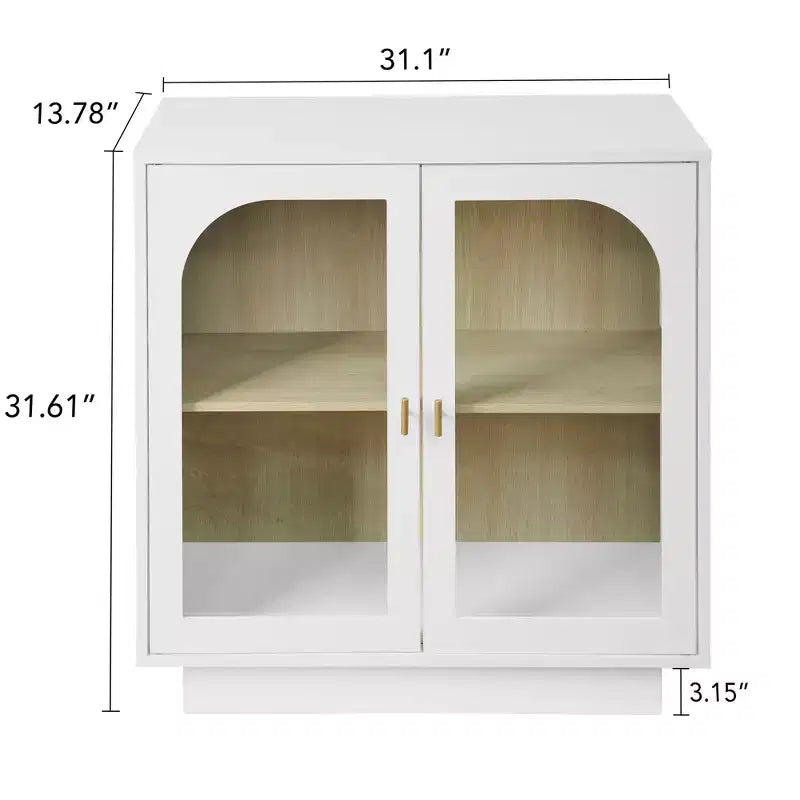 Mobile Contenitore Moderno Okak con 2 Ante in Acrilico, Credenza con Maniglie in Metallo e 2 Ripiani, Mobile Buffet per Cucina, Sala da Pranzo