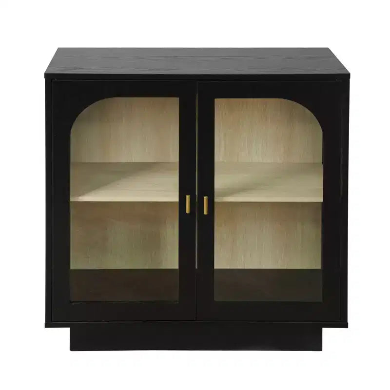 Mobile Contenitore Moderno Okak con 2 Ante in Acrilico, Credenza con Maniglie in Metallo e 2 Ripiani, Mobile Buffet per Cucina, Sala da Pranzo